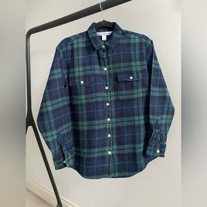Green and Blue Plaid “Boyfriend Fit” Button Up